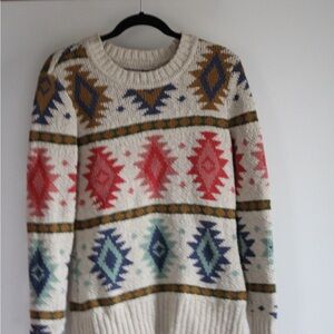 LL Bean Colorful Geometric Knit Sweater